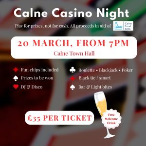 Calne Casino Night 20 March 2026 from 7pm